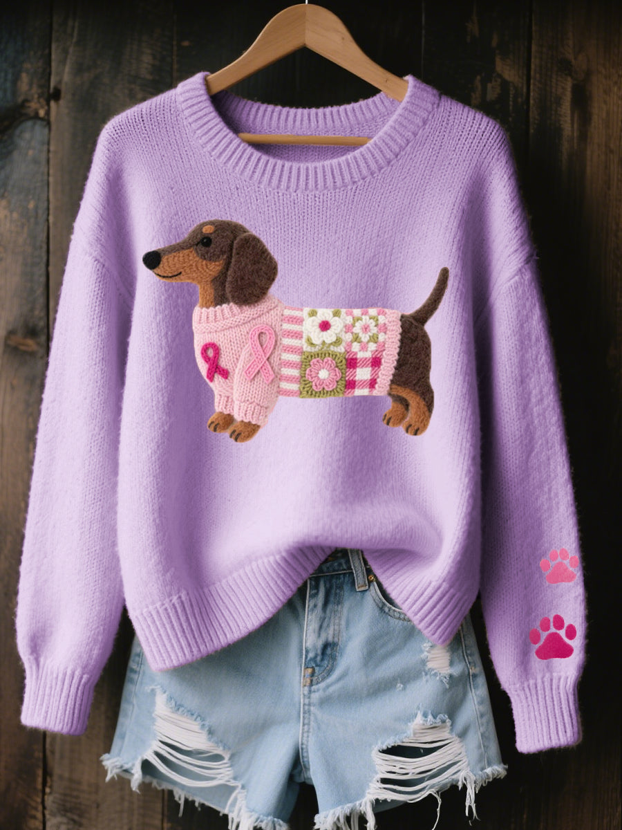 Bailey | Cozy Dog Lover Knit Sweater – Purple
