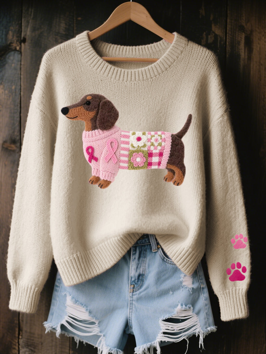 Bailey | Cozy Dog Lover Knit Sweater – Beige