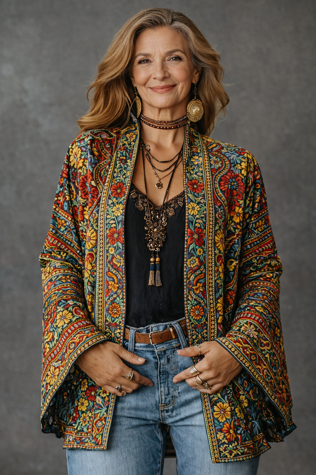 Amelie | Stylish Velvet-Touch Bohemian Cardigan – Bohemian Multi
