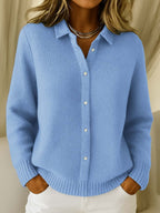 Amelia | Women's Collared Button-Down Textured Knit Sweater Cardigan