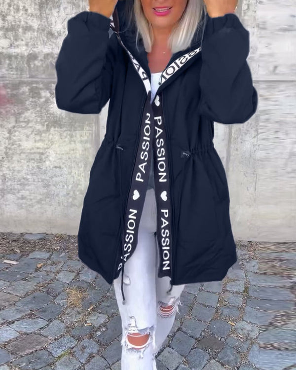 Aria | Hooded Midi Parka – Navy Blue